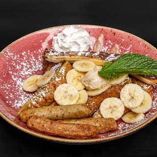 Banana Fosters French Toast & Sausage *